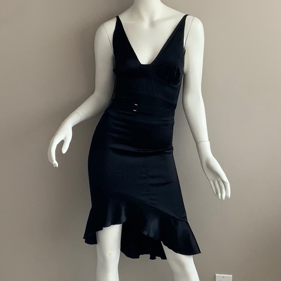 MARCIANO Black 96% Silk Stretchy Cocktail Dress Size XS - Picture 1 of 9